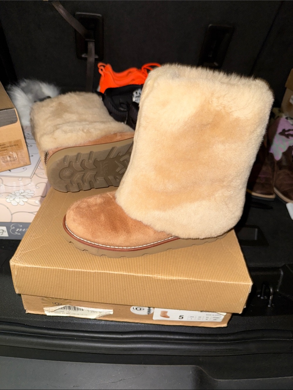 UGG Chestnut and Natural Shearling Short Boots